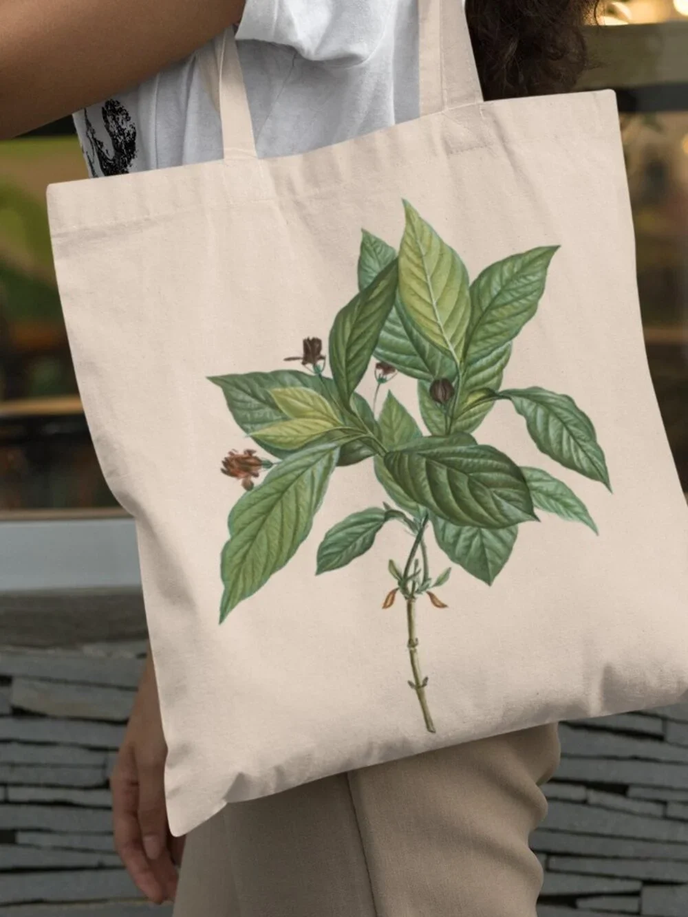 Alpine Honeysuckle Vintage Floral Print Graphic Canvas Tote Bag